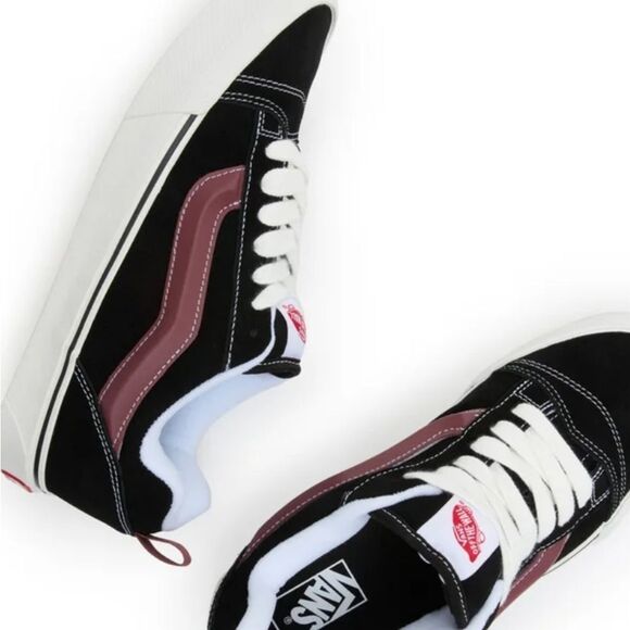 Vans KNU Skool Unisex Suede Shoe- Black/Port Red - Picture 2 of 10